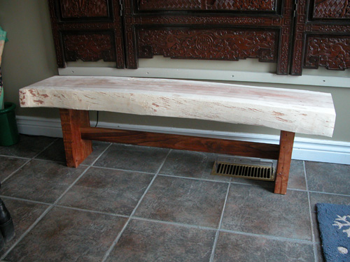 hand hewn bench